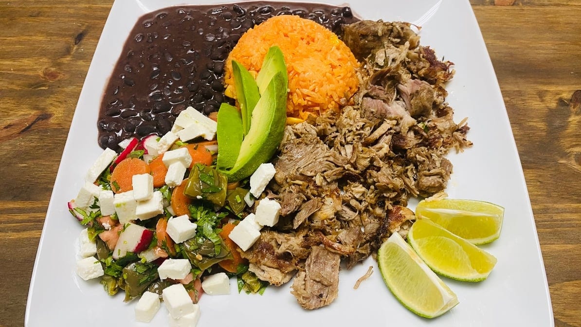 Carnitas Aztecas Dinner.
