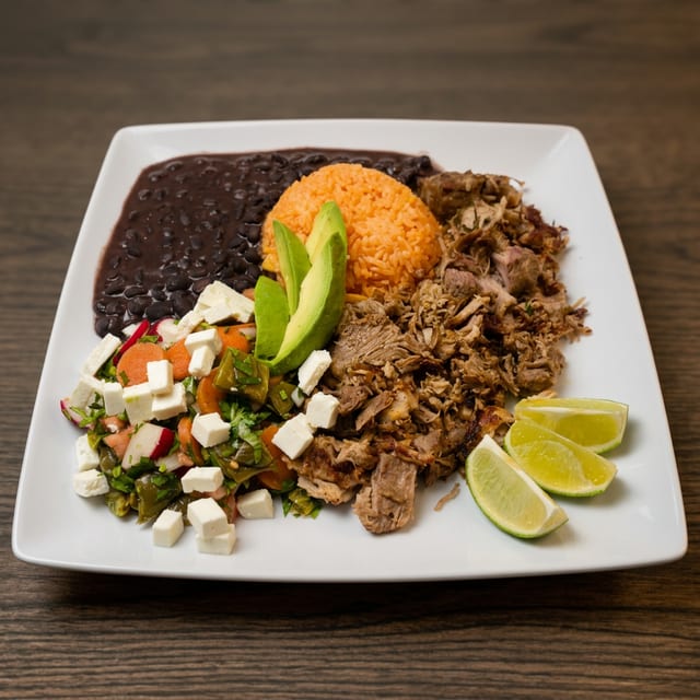 Carnitas Aztecas Dinner.